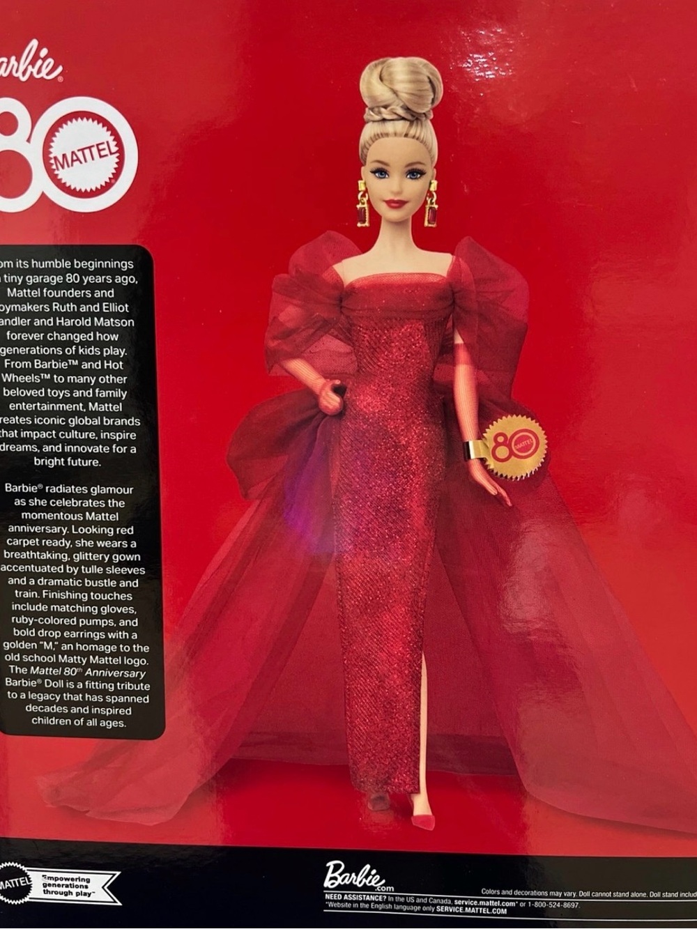 Mattel 80th Anniversary Barbie Signature Red Dress 11.5" Fashion Doll NRFB JBJ17 - Picture 4 of 5